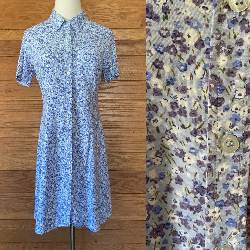 Moda International vintage 90s floral mini shirt dress